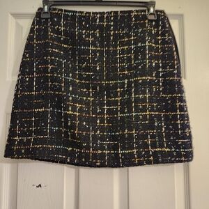 LOFT Black Multi-Color Tweed A-Line Skirt Size 6